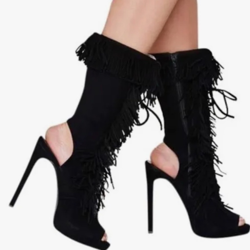 Jeffrey Campbell Ibiza platform peep toe suede booties